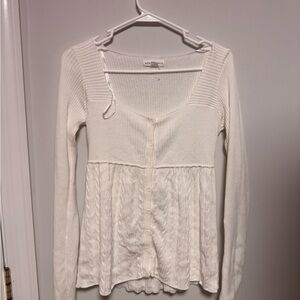 Aeropostale White Ribbed Knit Top